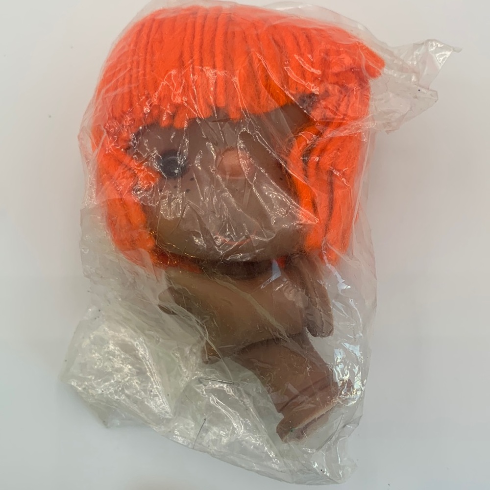 Vintage Mitzy Plastic Doll Head & Hands Orange Yarn Hair Westrim Crafts